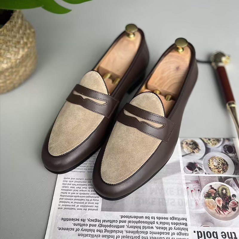 Men's Vintage Leather Spliced Loafers