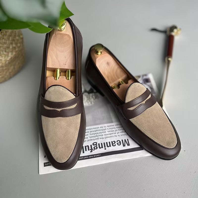 Men's Vintage Leather Spliced Loafers