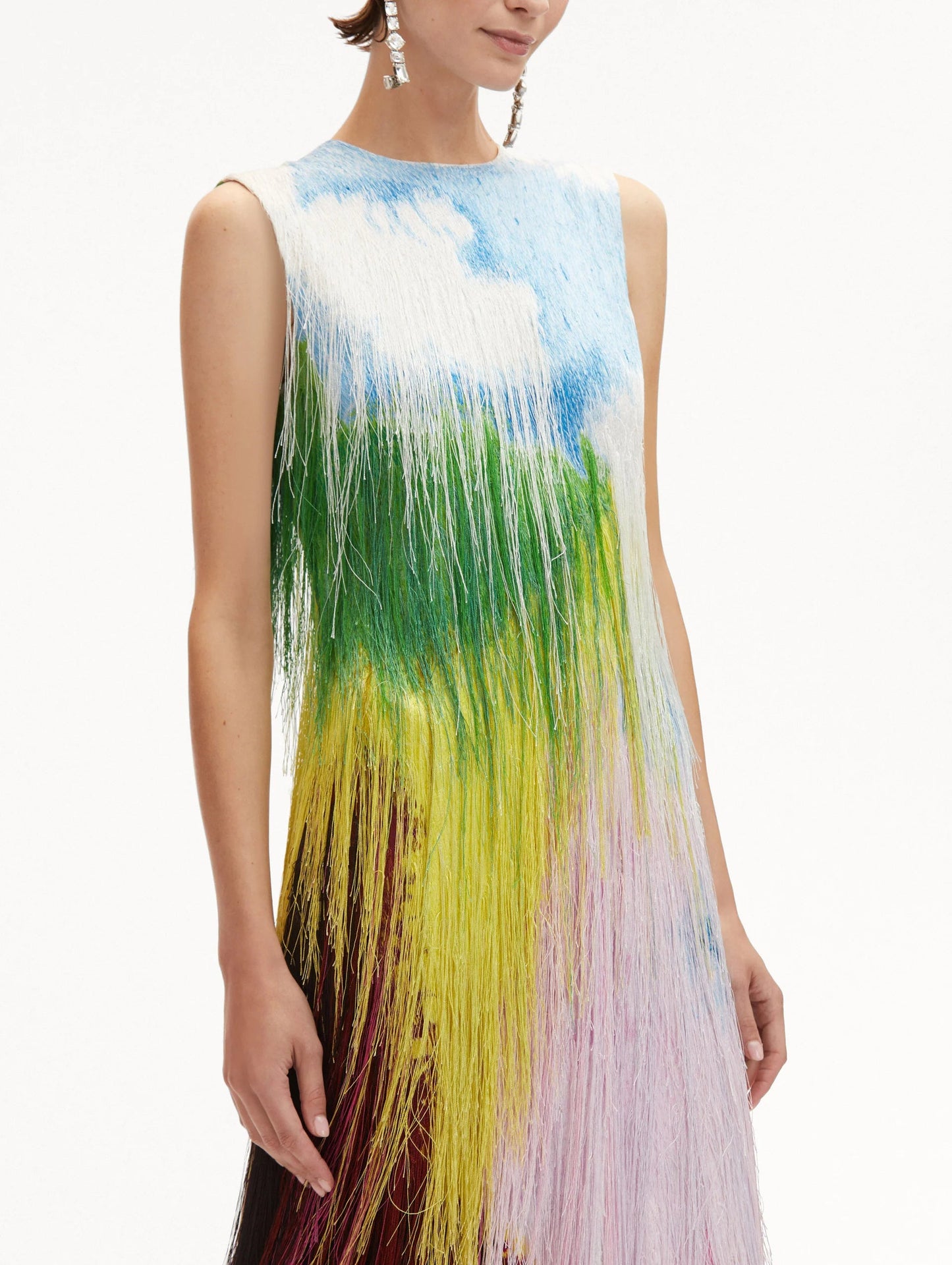Watercolor Fringe Cocktail Dress