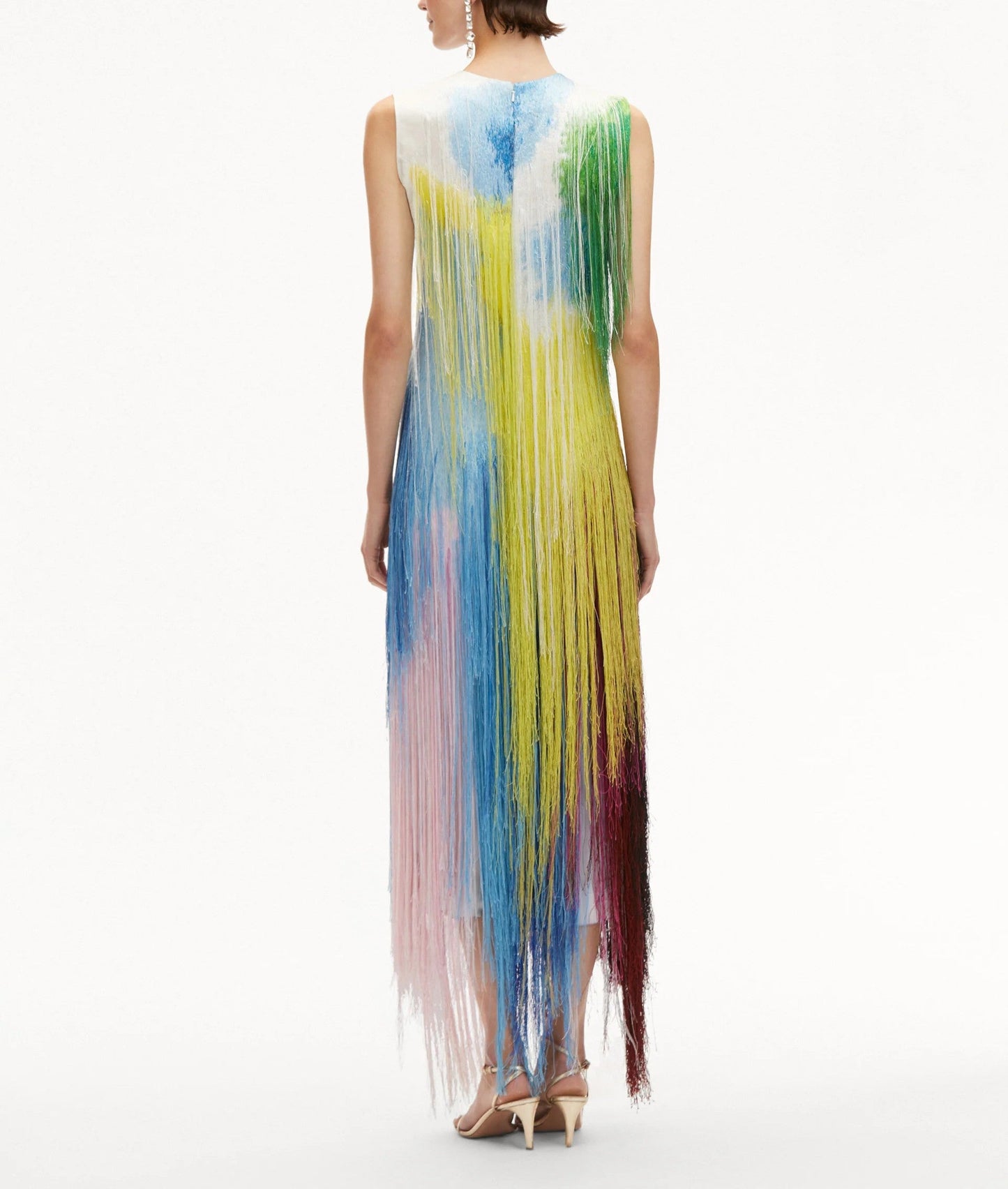Watercolor Fringe Cocktail Dress
