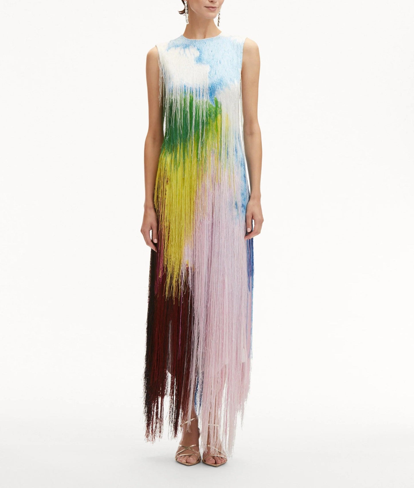 Watercolor Fringe Cocktail Dress