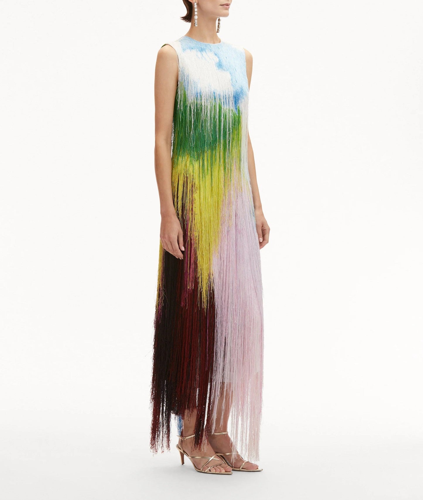 Watercolor Fringe Cocktail Dress