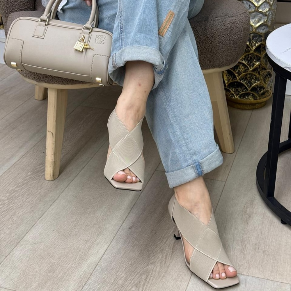 Elastic Cross High Heel Sandals