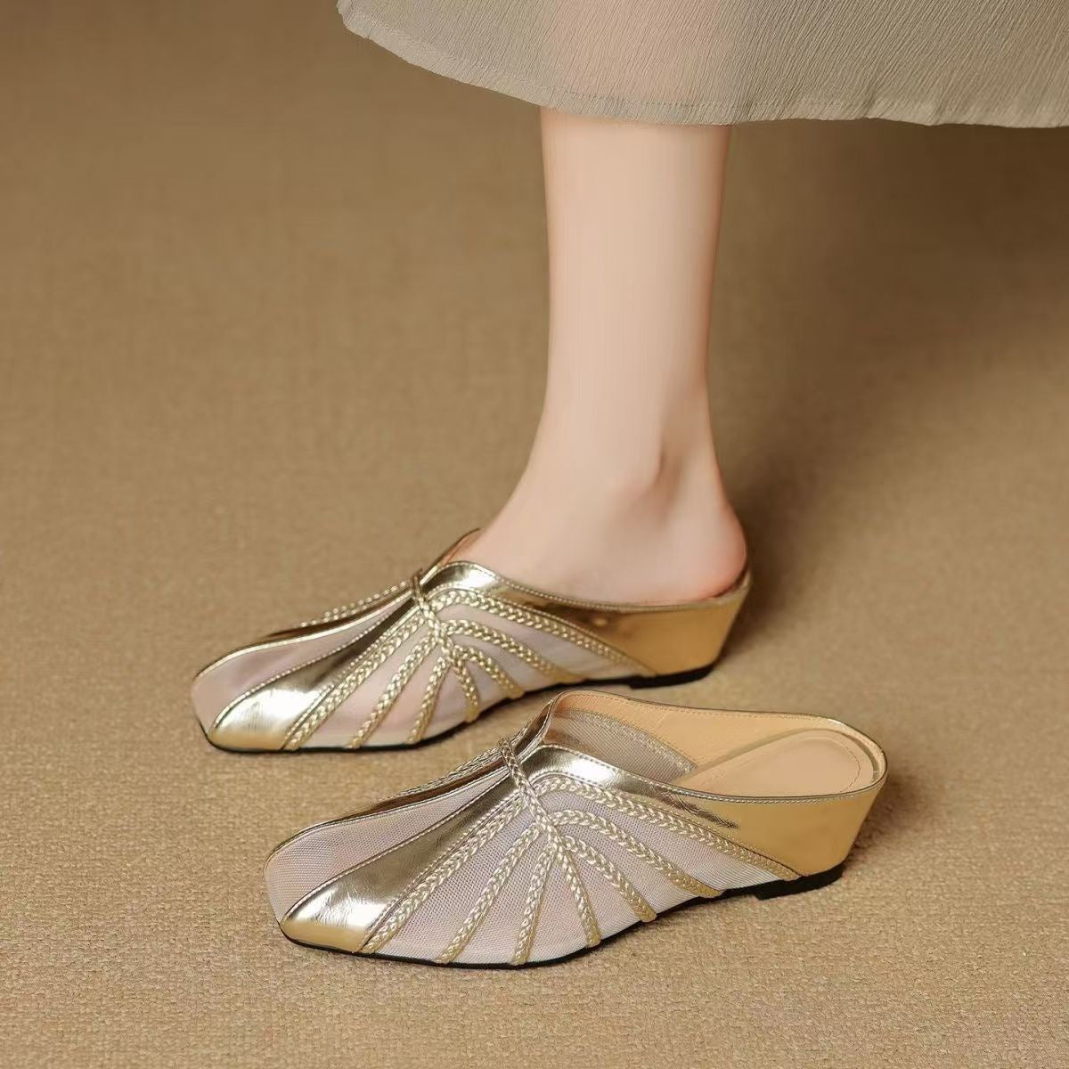 Mesh Breathable Closed Toe Half Slippers