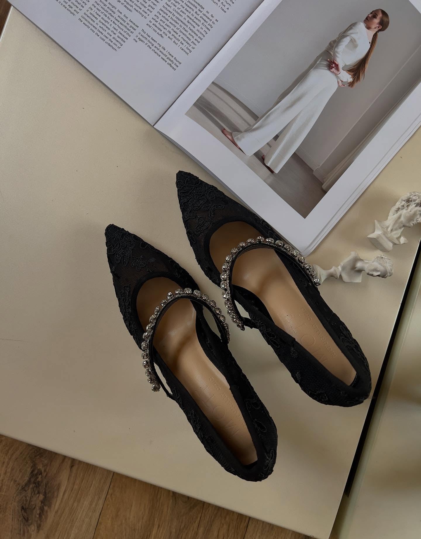 Lace Rhinestone High Heels
