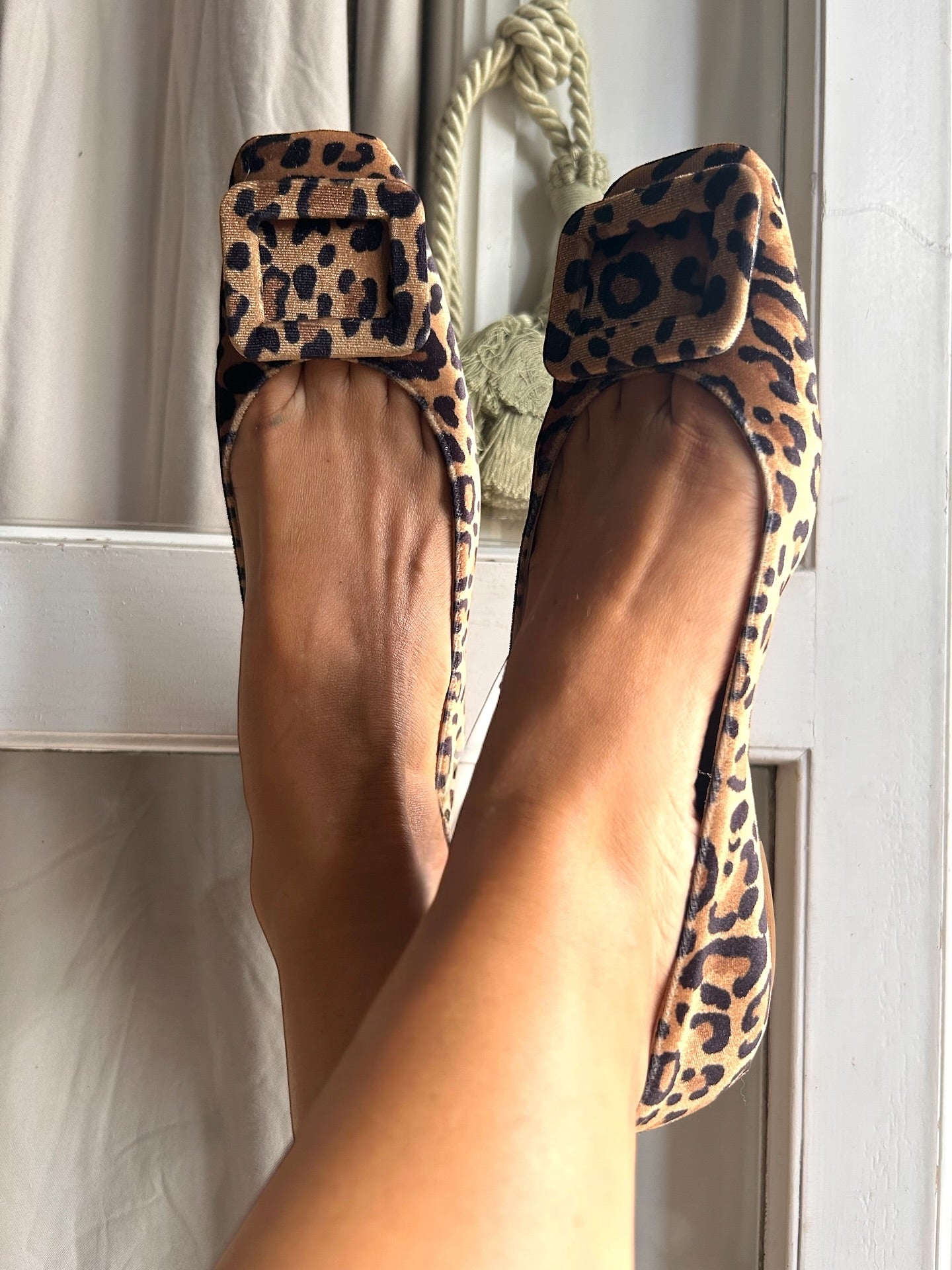 Animal Print Velvet Ballet Flats
