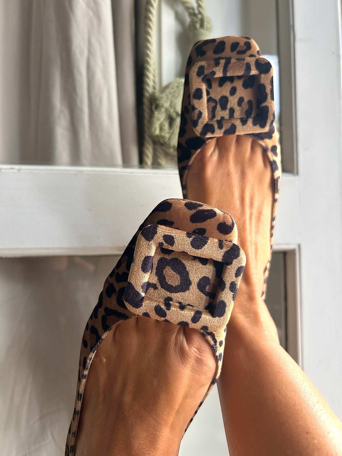 Animal Print Velvet Ballet Flats