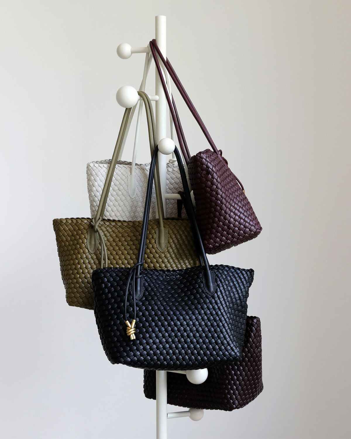 Leather Tote Bag with Golden Charm