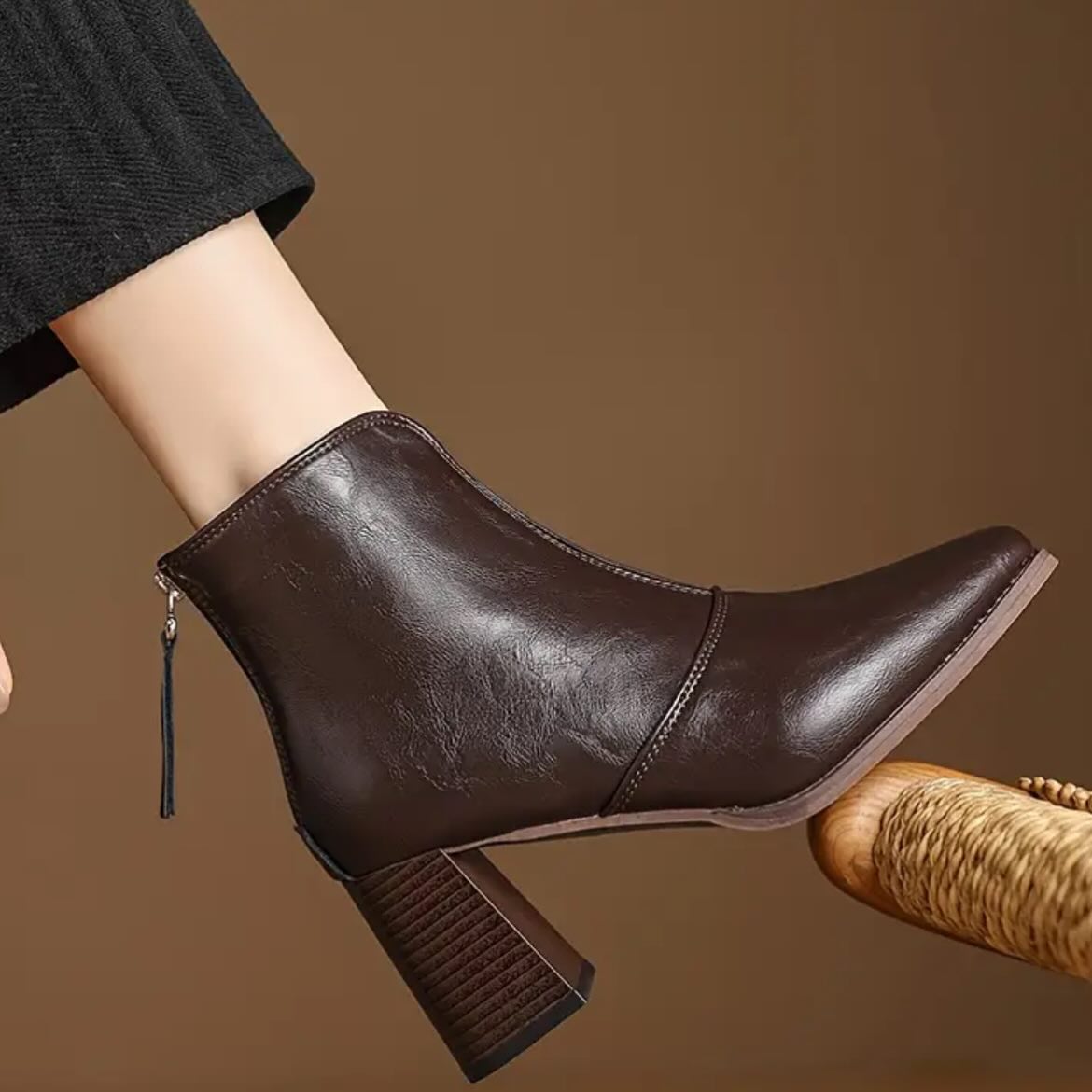 Two-colors Stretch Ankle Boots