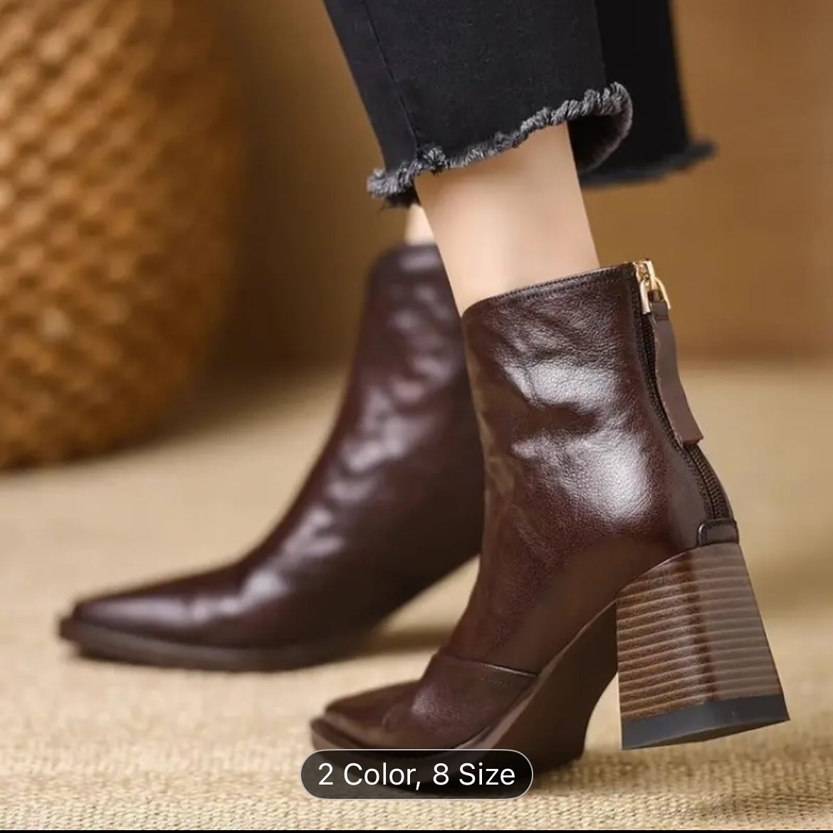 Two-colors Stretch Ankle Boots