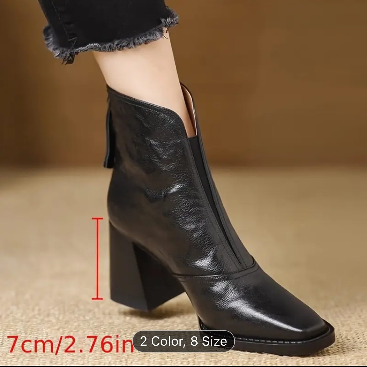 Two-colors Stretch Ankle Boots
