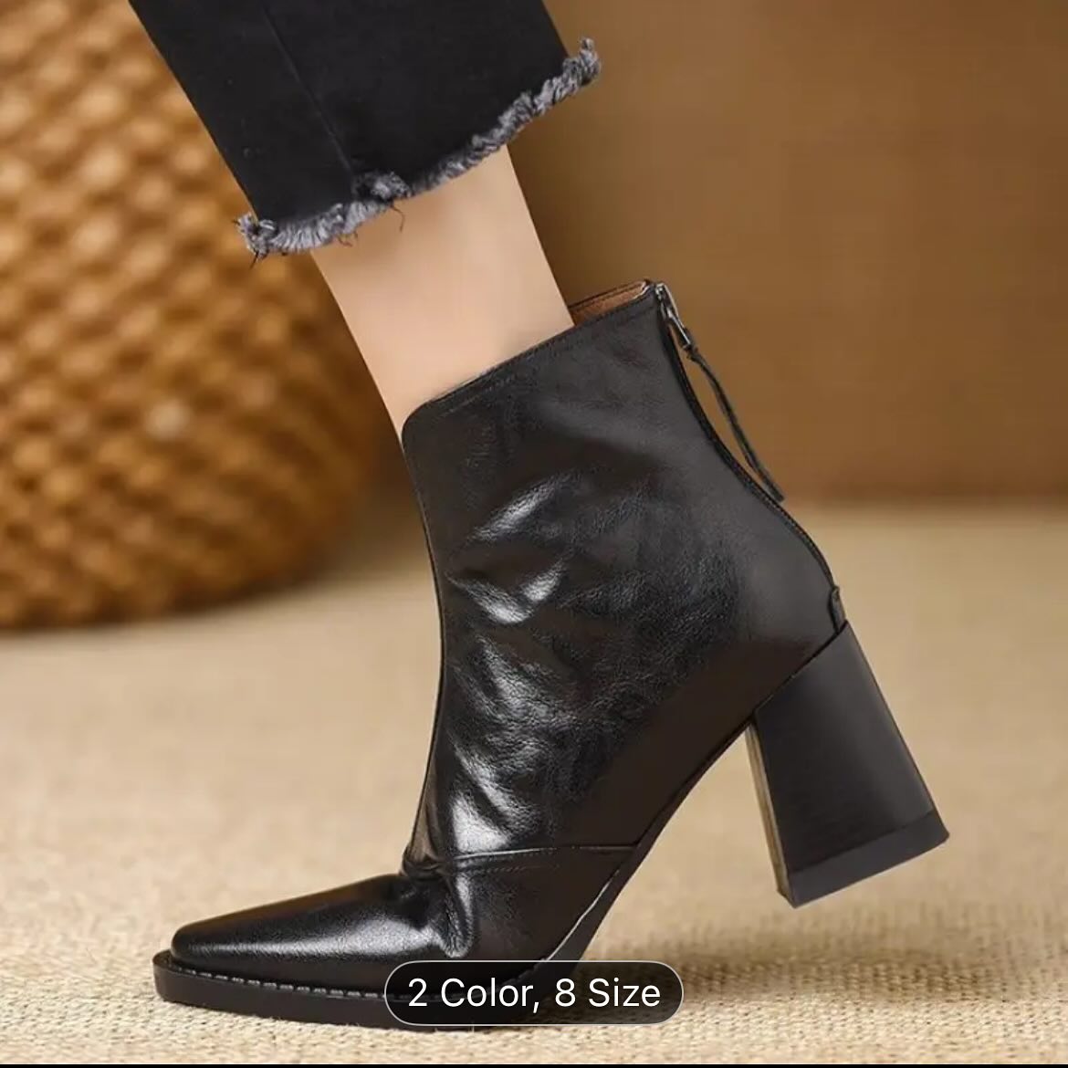 Two-colors Stretch Ankle Boots