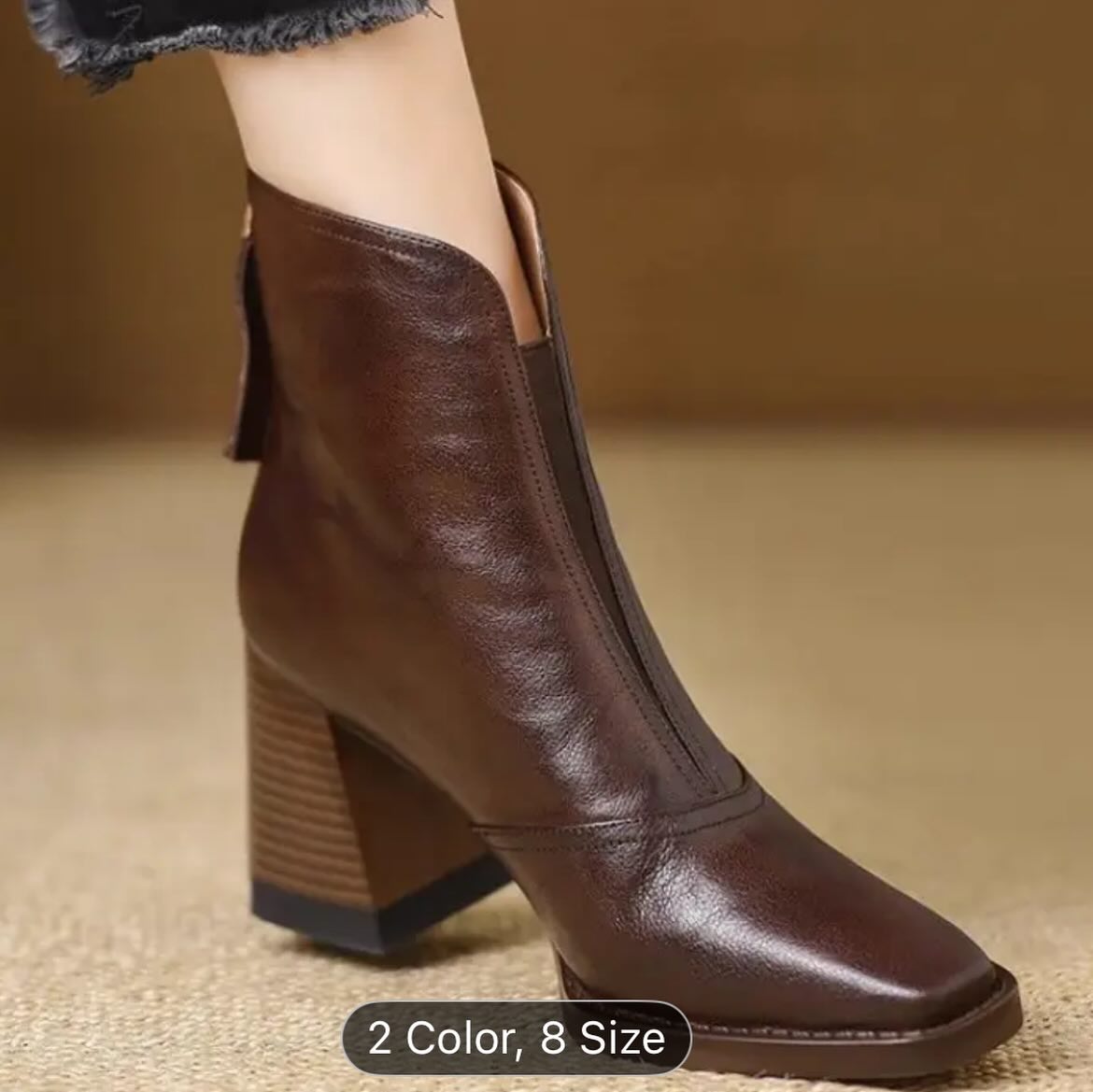 Two-colors Stretch Ankle Boots