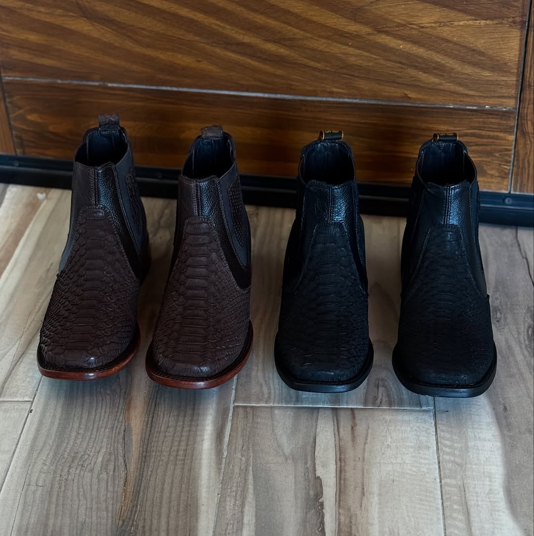 Python Leather Cowboy Boots
