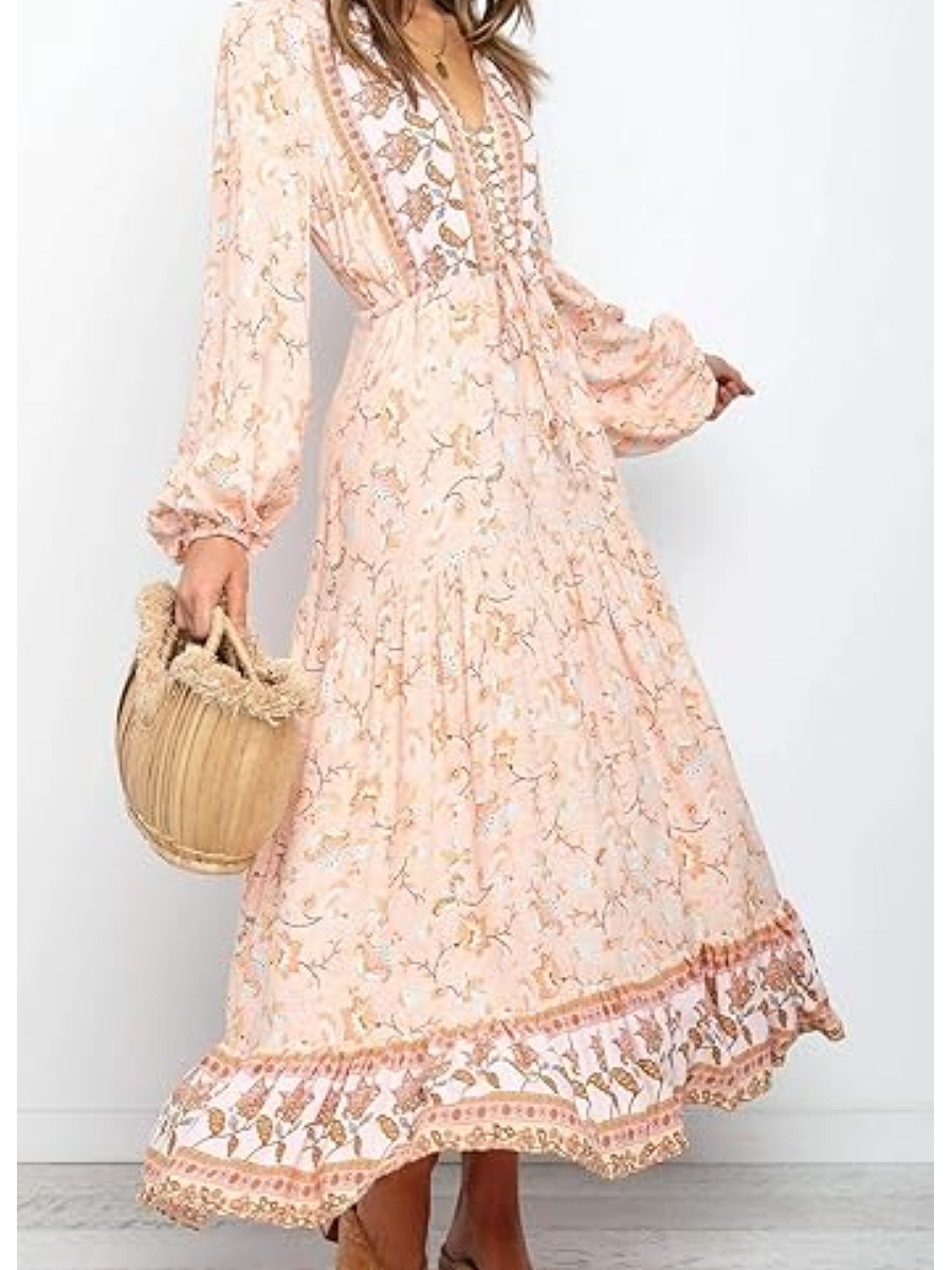 The Boho Style Printed Midi Dress
