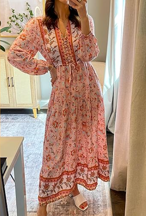 The Boho Style Printed Midi Dress