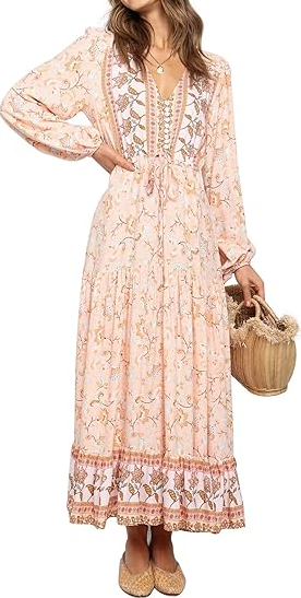 The Boho Style Printed Midi Dress