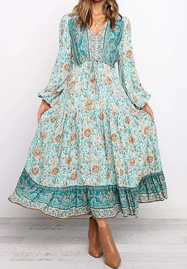 The Boho Style Printed Midi Dress