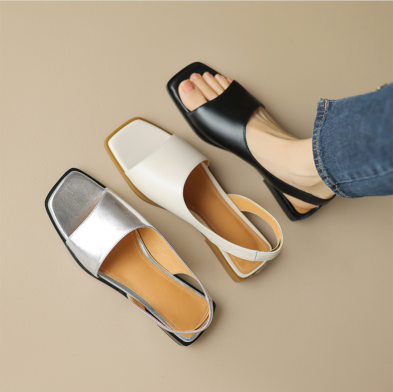 Open Toe Block Heels Flats Sandals