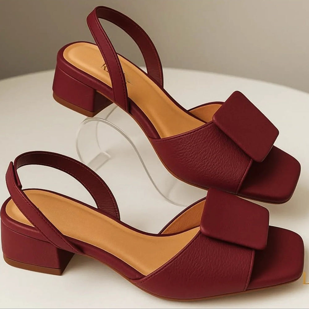 Women's Leather Square Sandals
