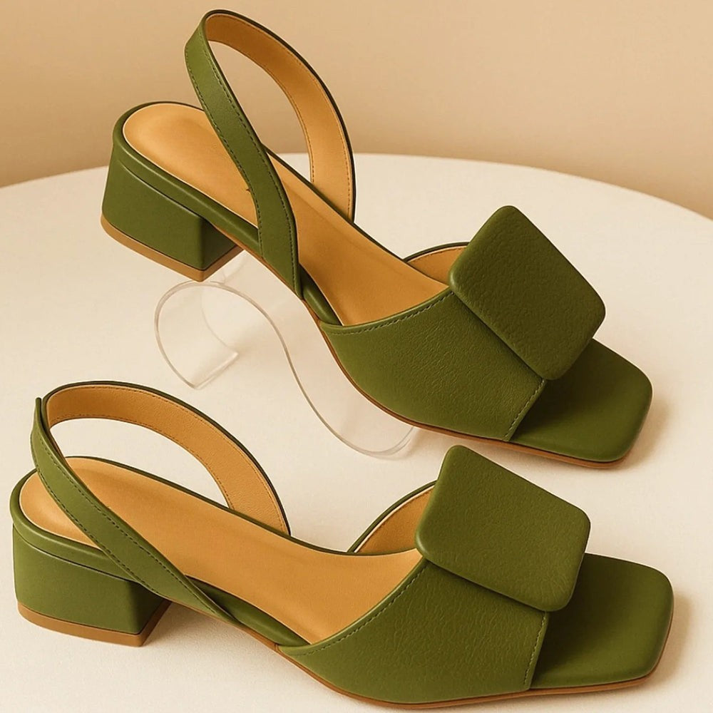 Women's Leather Square Sandals