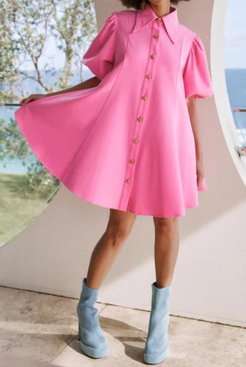 Pop Puff Sleeve Mini Dress