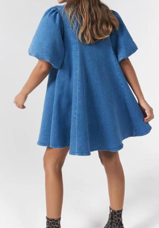 Pop Puff Sleeve Mini Dress
