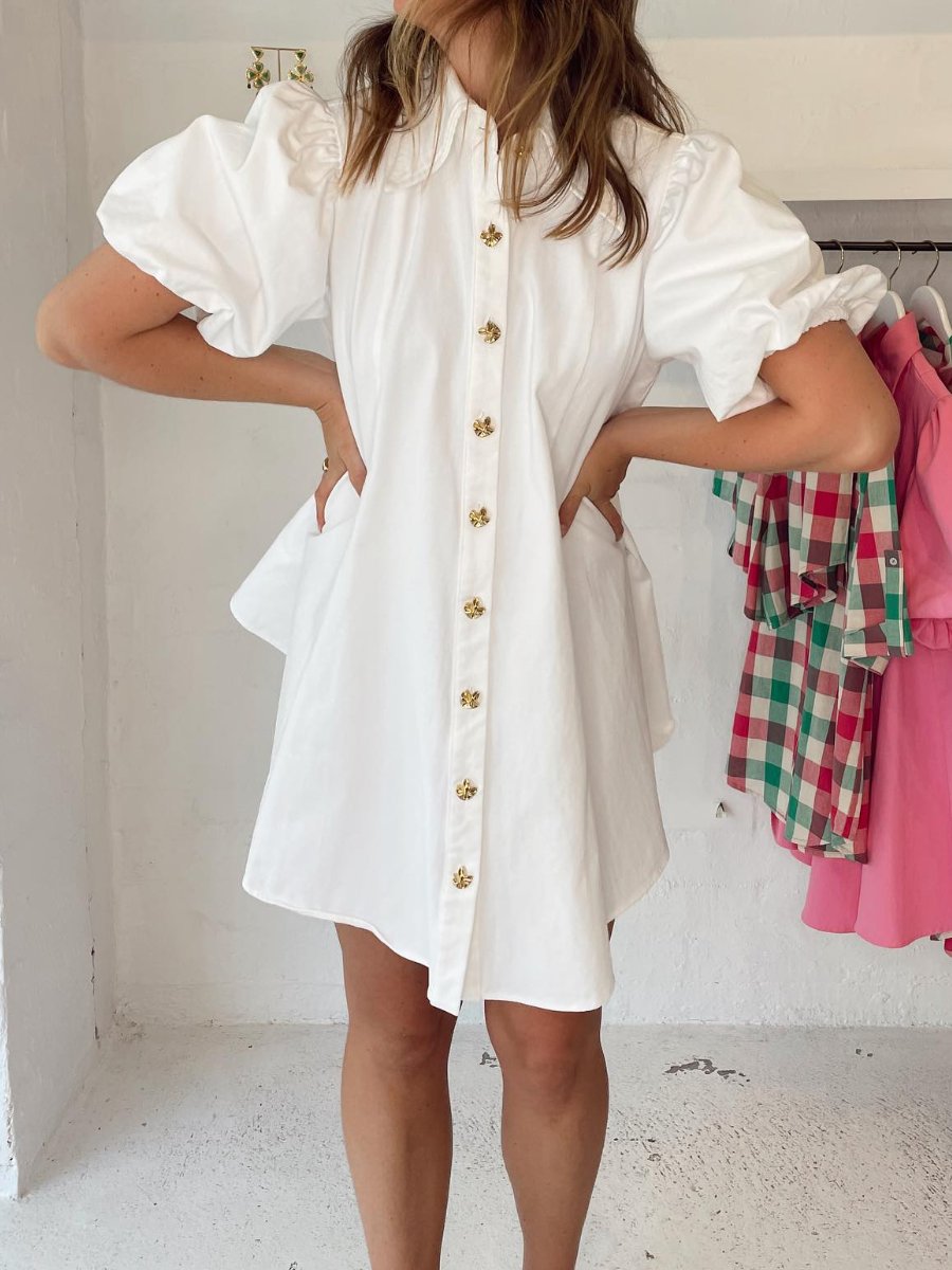 Pop Puff Sleeve Mini Dress