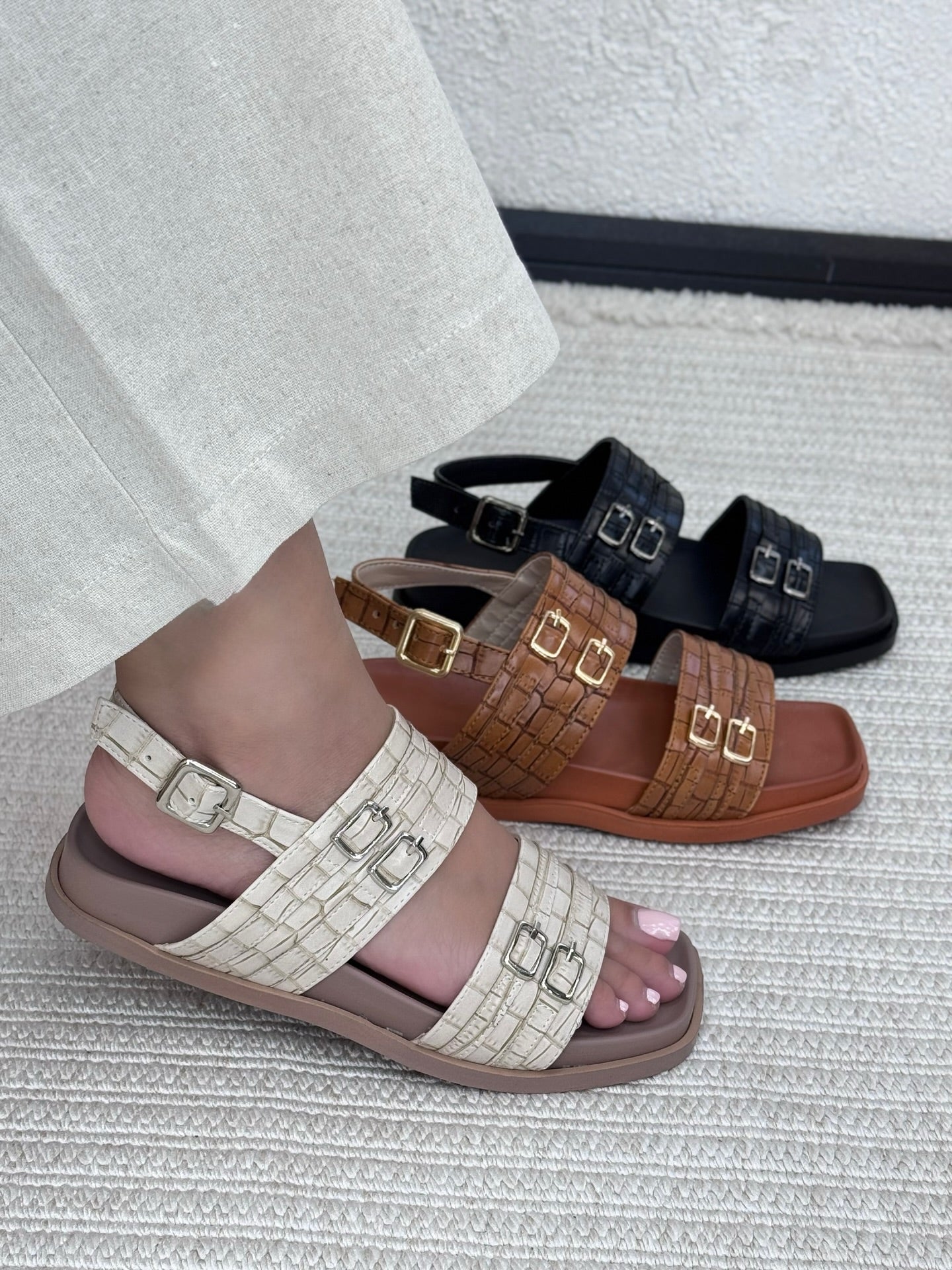 Women's Summer Leather Square Toe Sandals