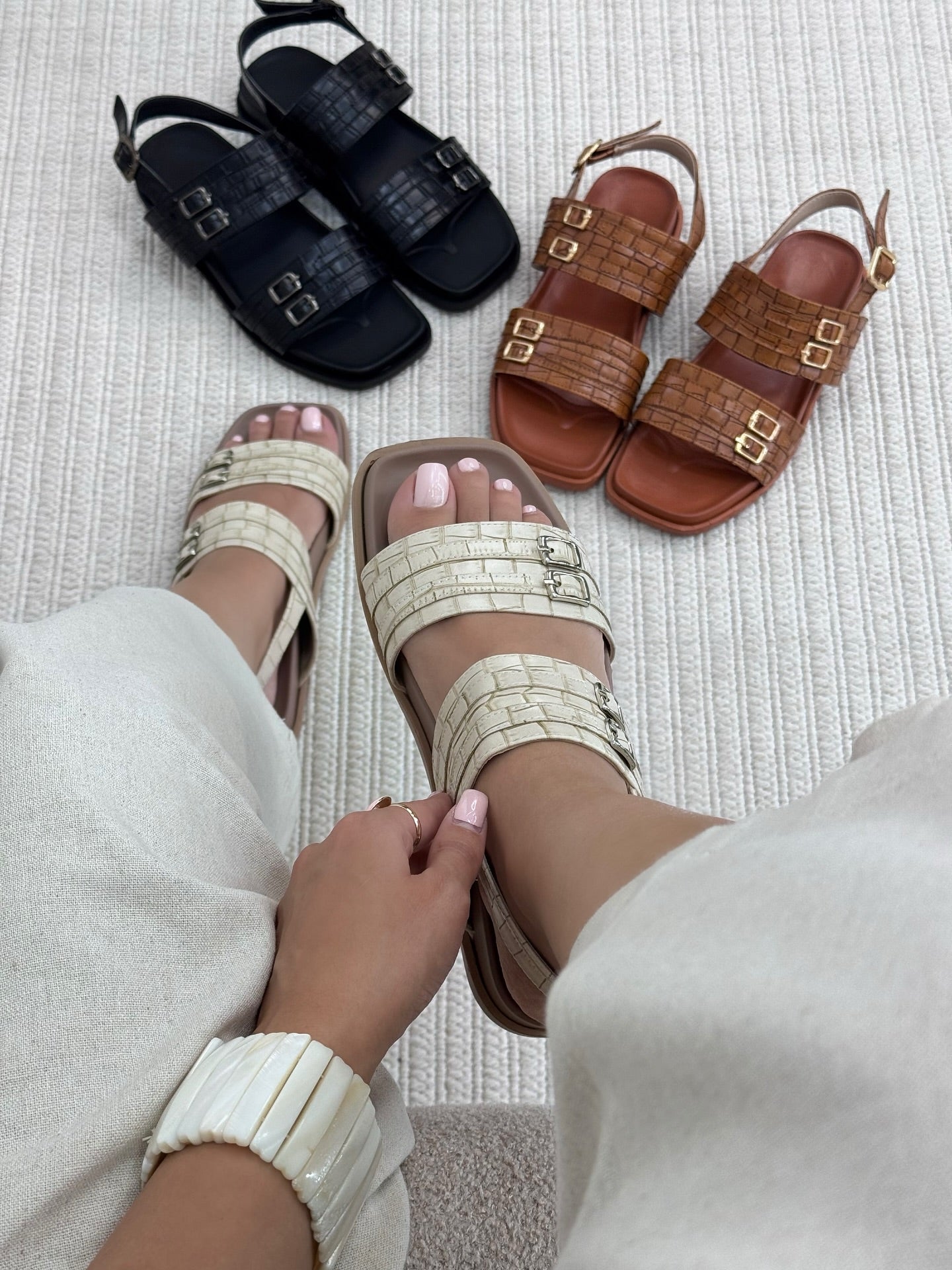 Women's Summer Leather Square Toe Sandals