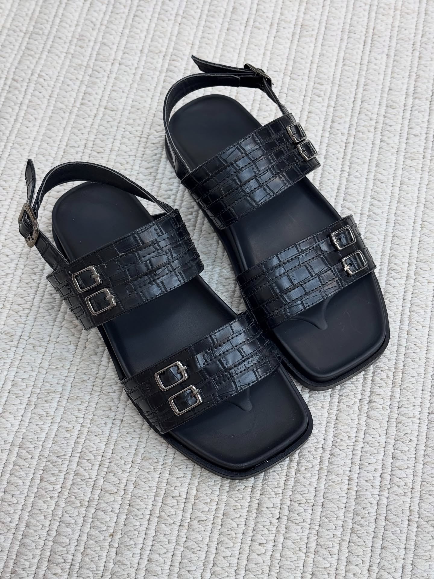 Women's Summer Leather Square Toe Sandals