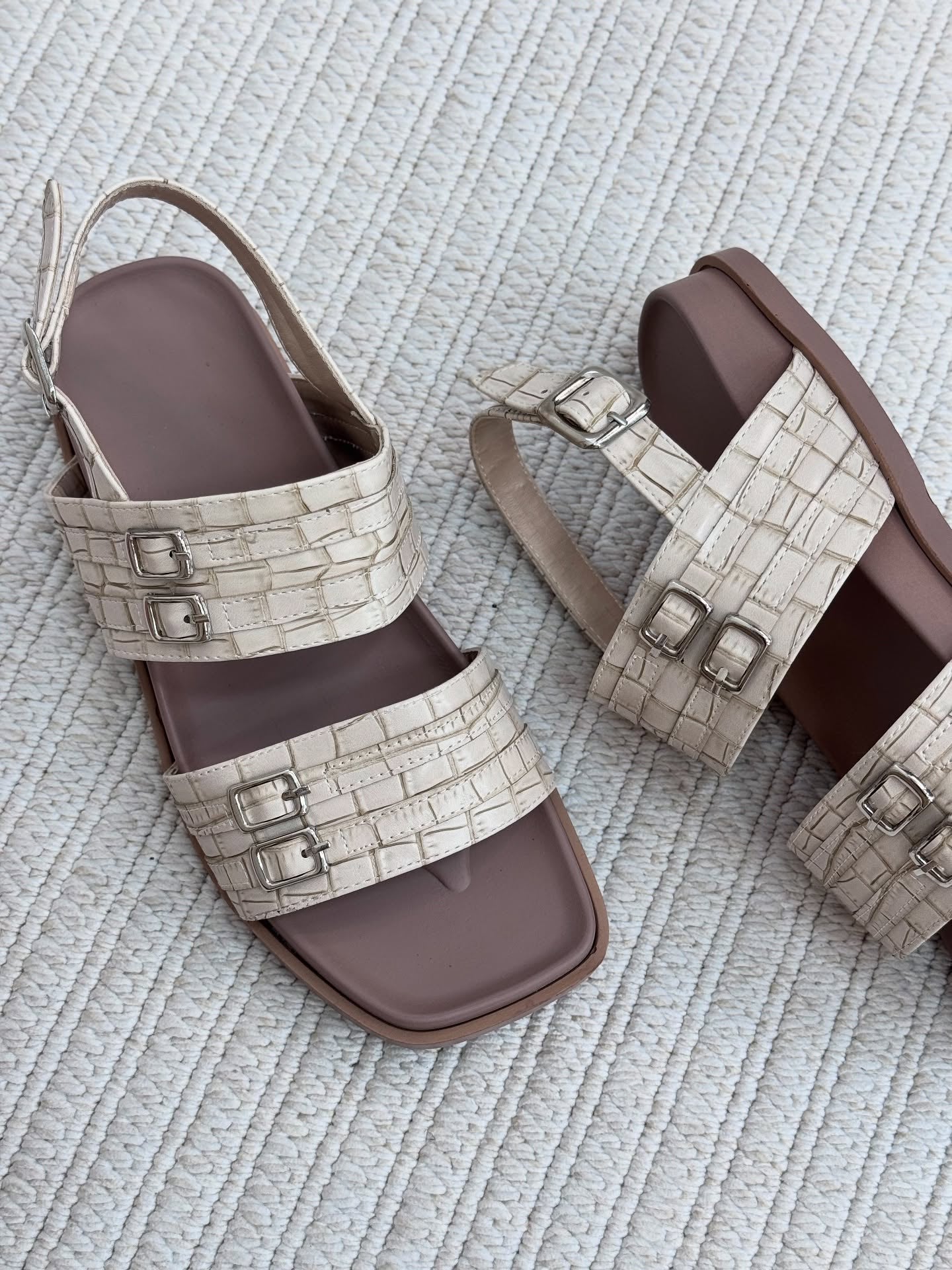 Women's Summer Leather Square Toe Sandals