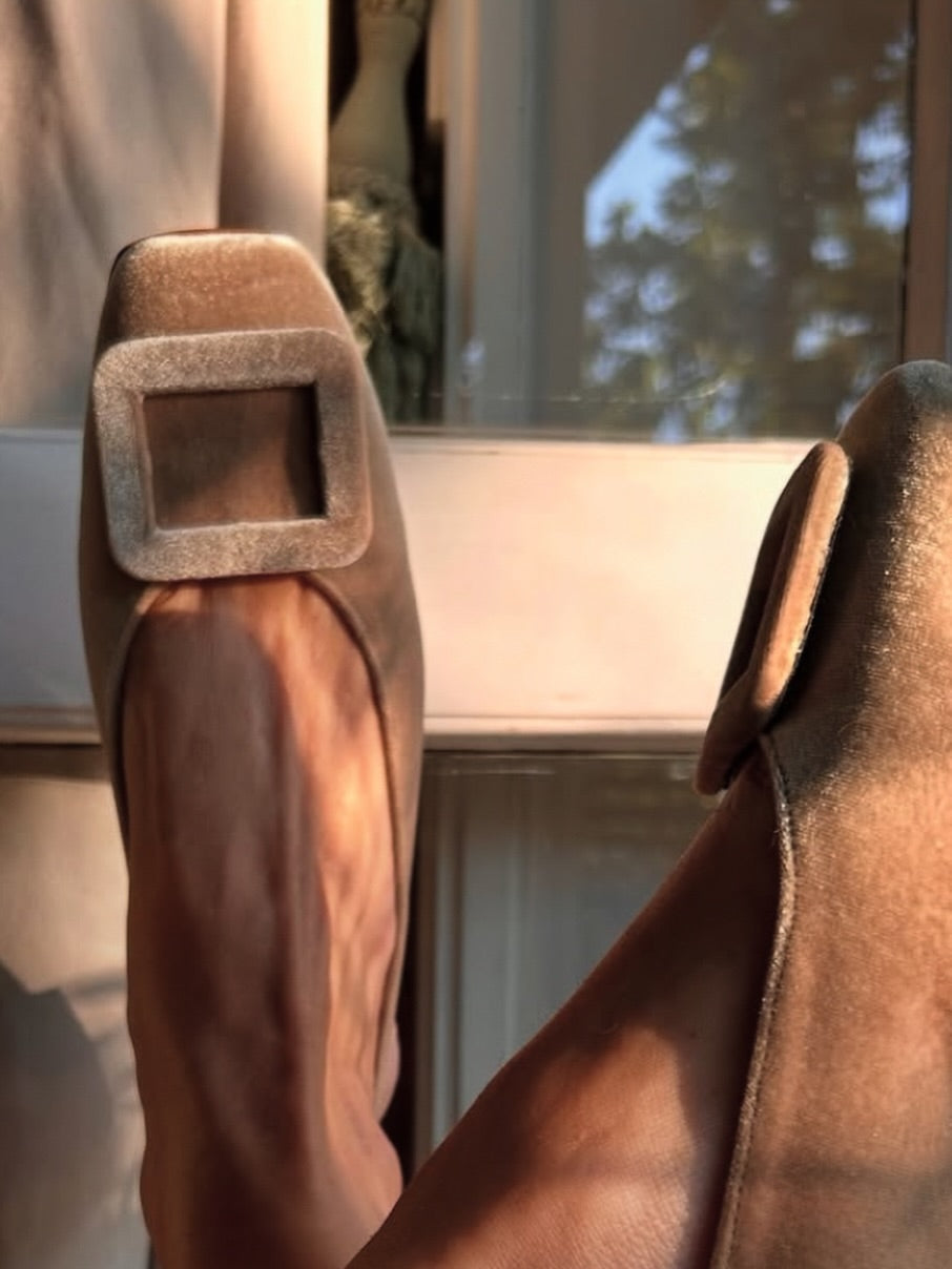 Velvet Rectangular Ballet Flats