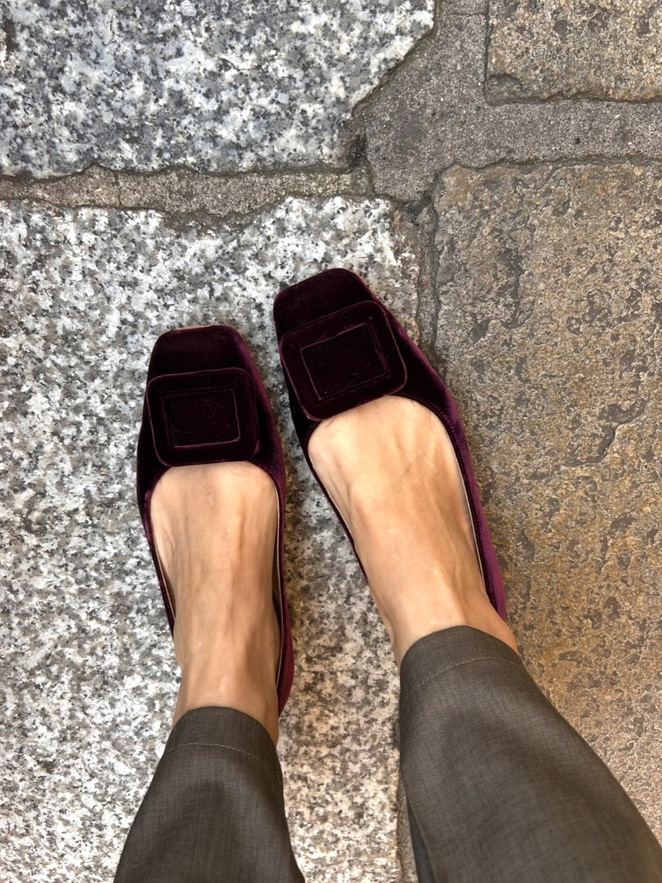 Velvet Rectangular Ballet Flats