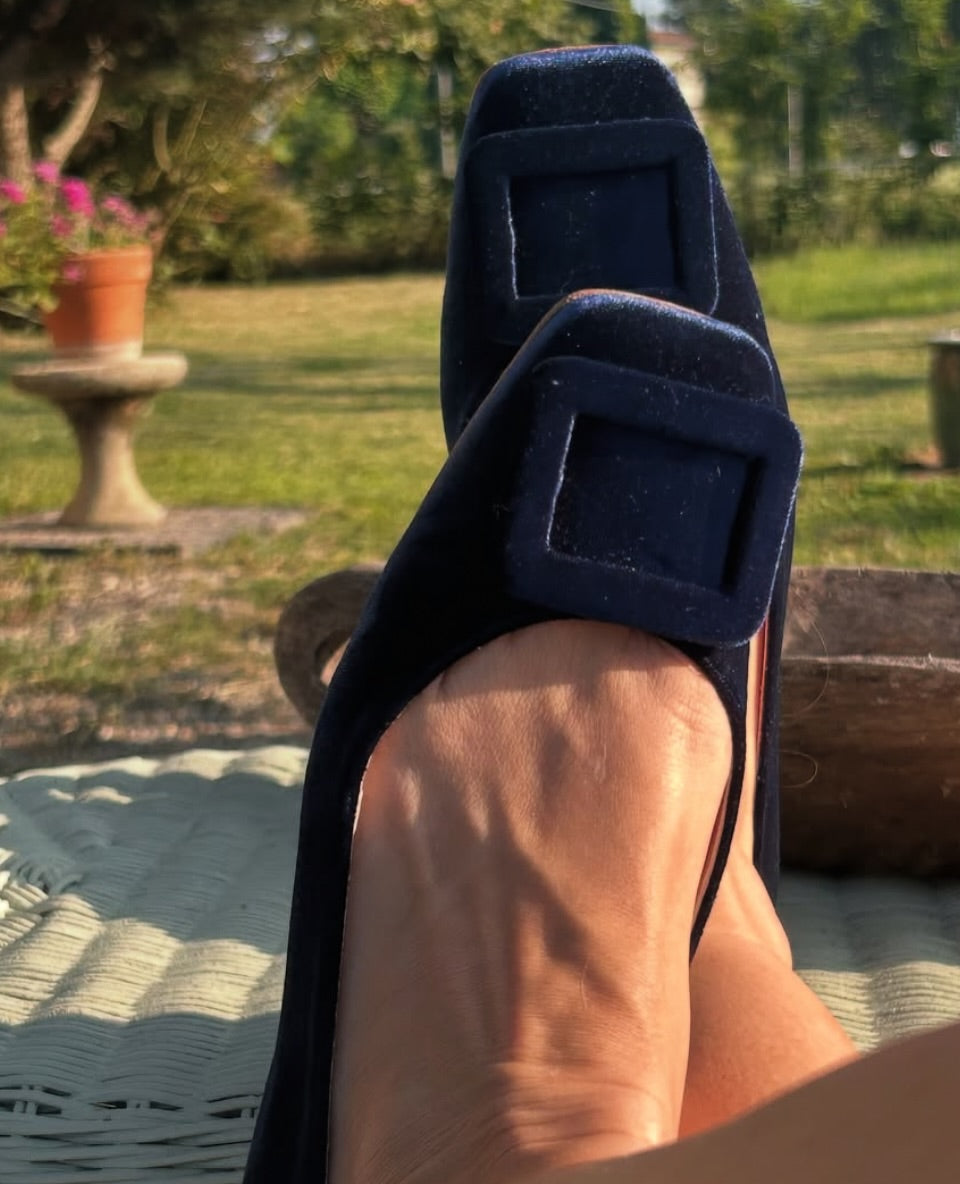 Velvet Rectangular Ballet Flats
