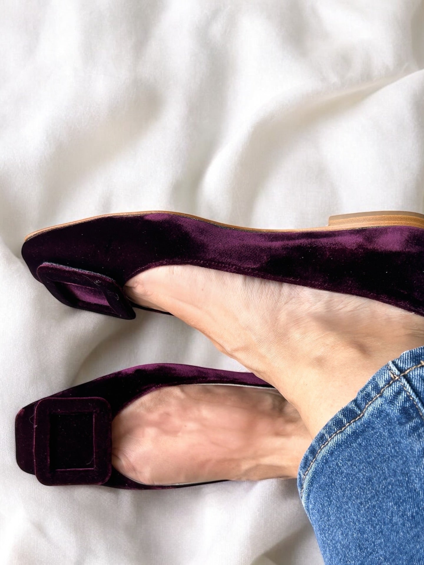 Velvet Rectangular Ballet Flats