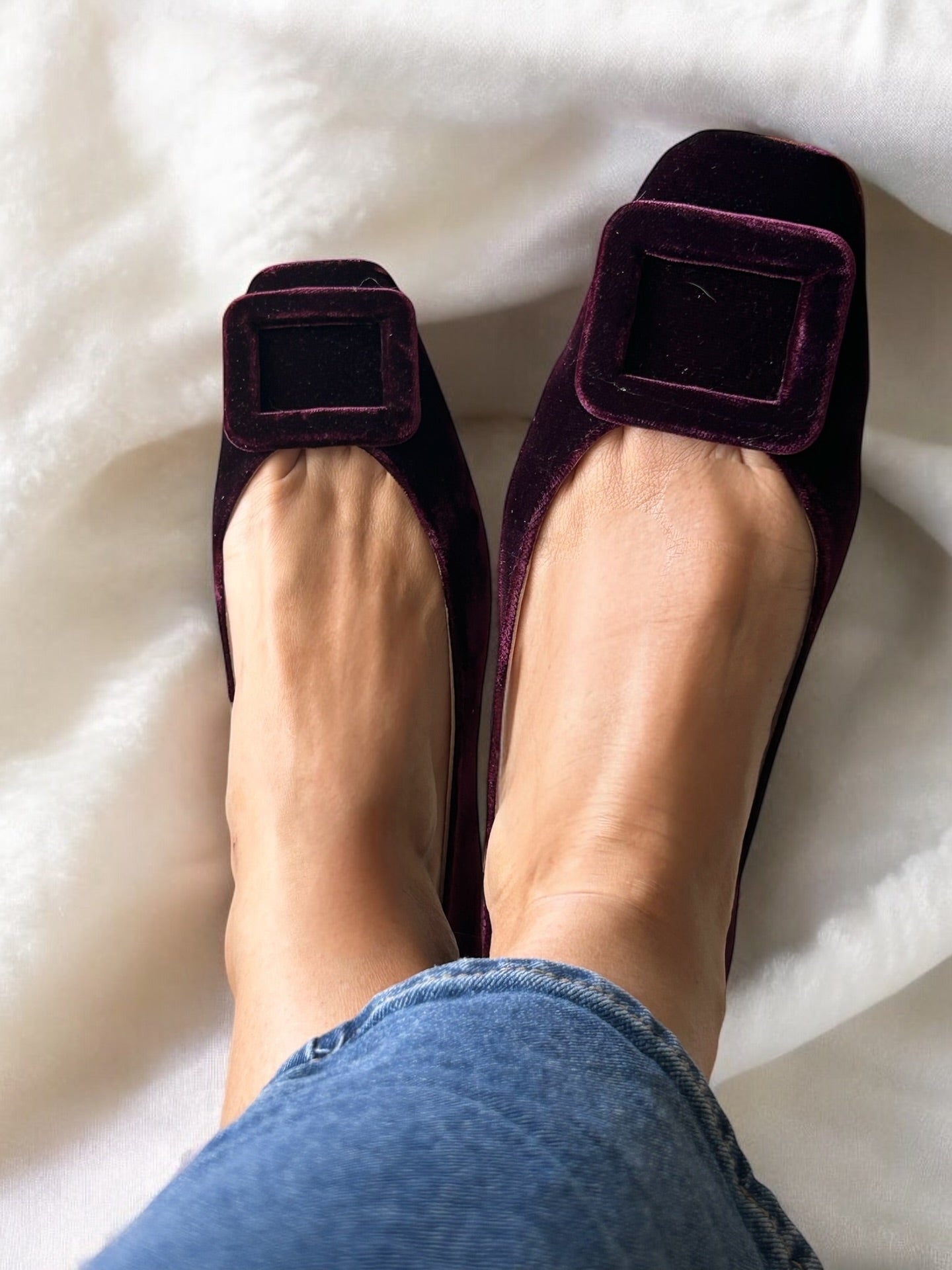 Velvet Rectangular Ballet Flats
