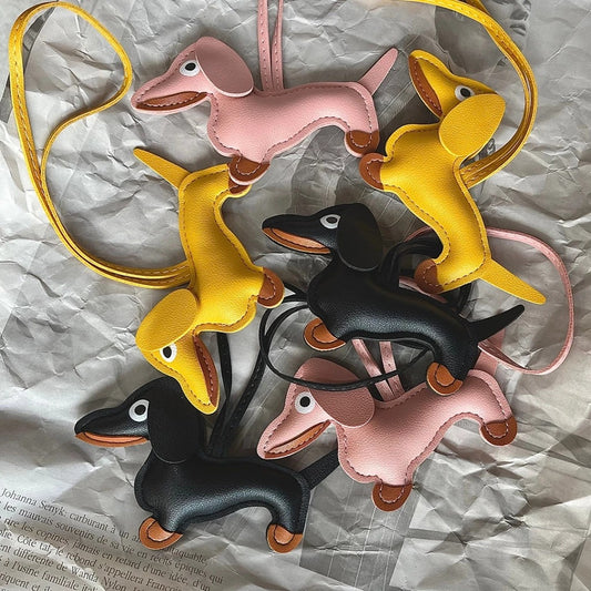 PUPPY Charm Bag Accessory with Sausage-shaped Keychain