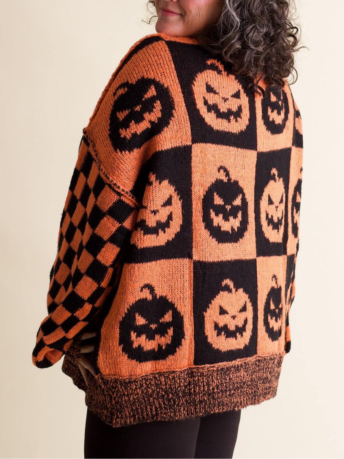 Spooky Season Checkered Sweater