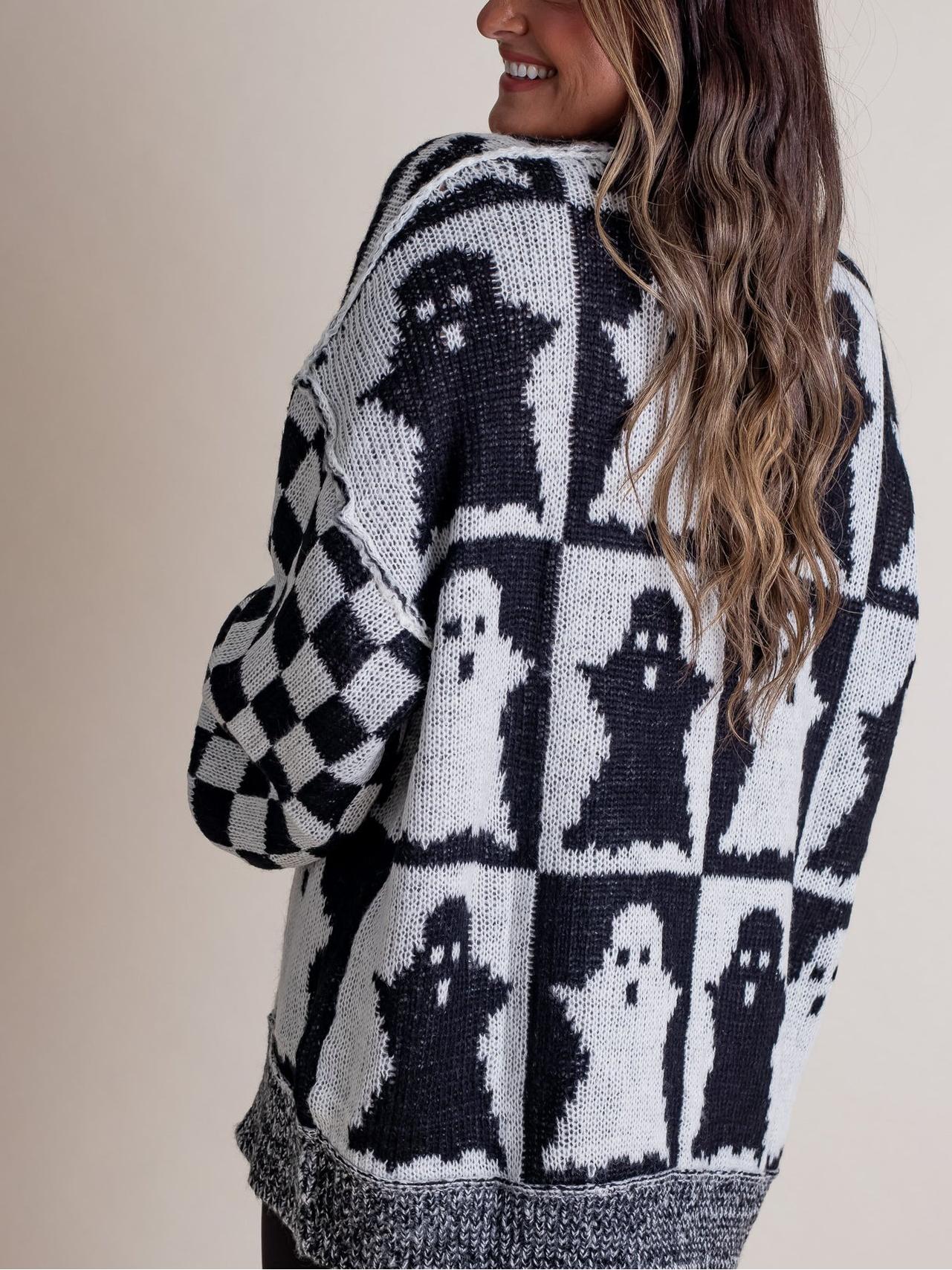 Spooky Season Checkered Sweater
