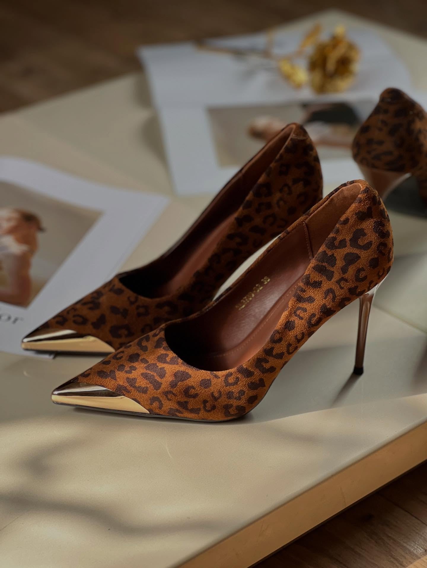 Metal-toe Leopard-print High Heels