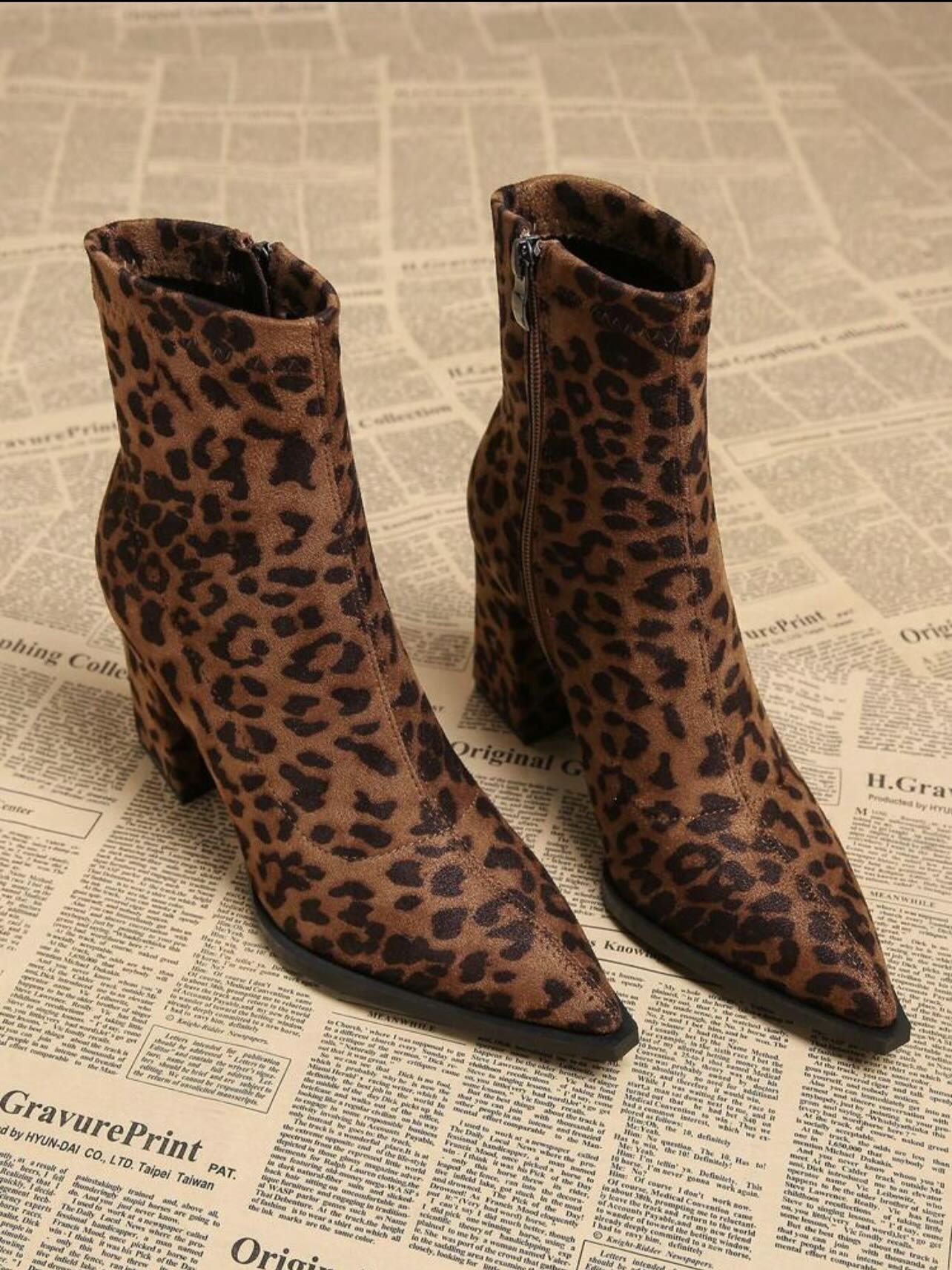 Leopard-print Ankle Boots
