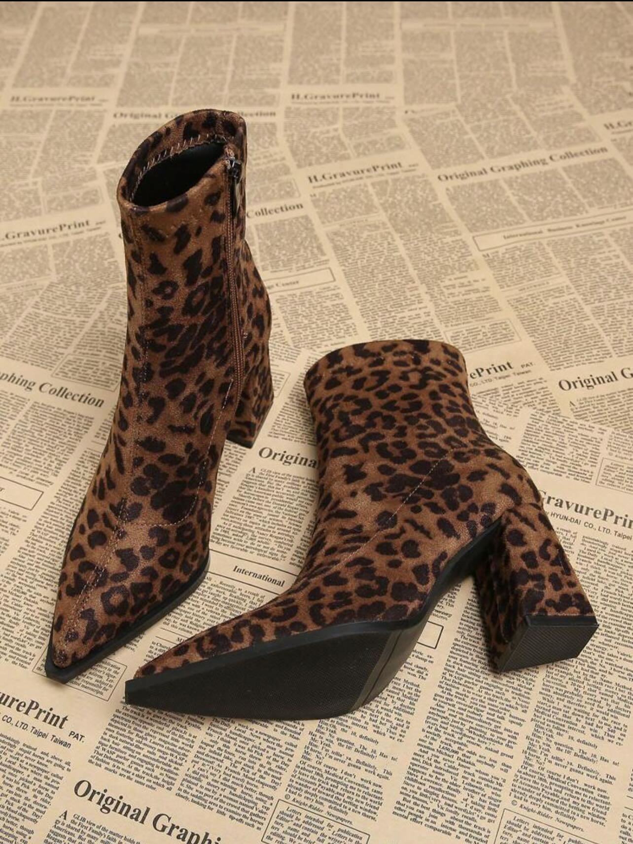 Leopard-print Ankle Boots