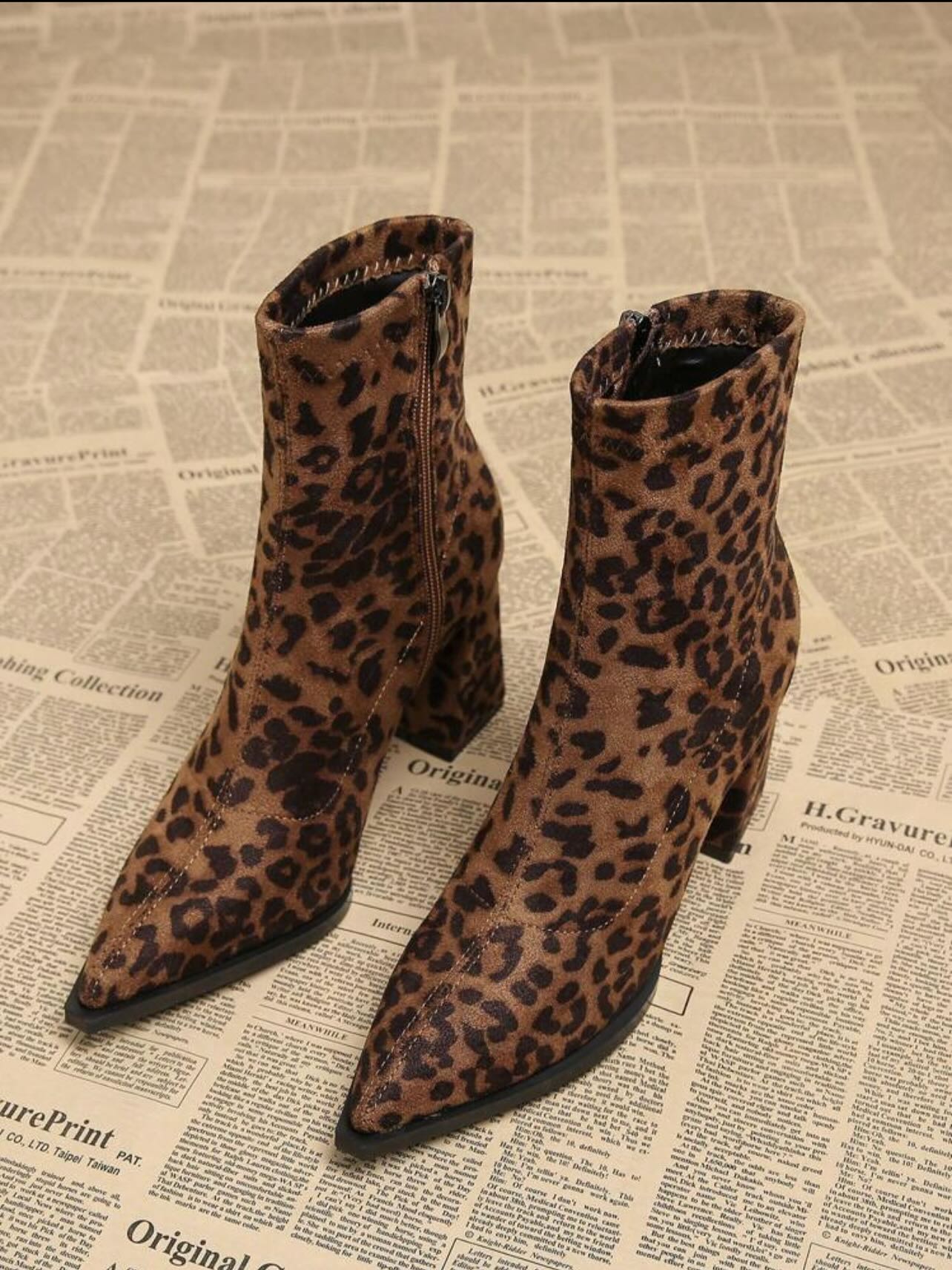 Leopard-print Ankle Boots