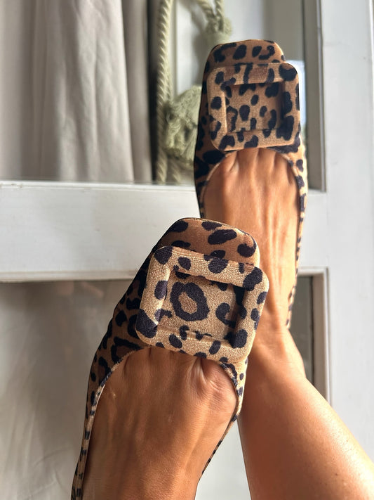 Animal Print Velvet Ballet Flats