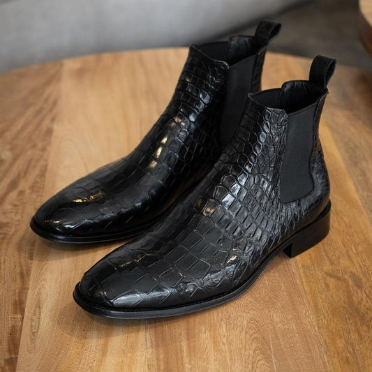 Black Crocodile Chelsea Boot