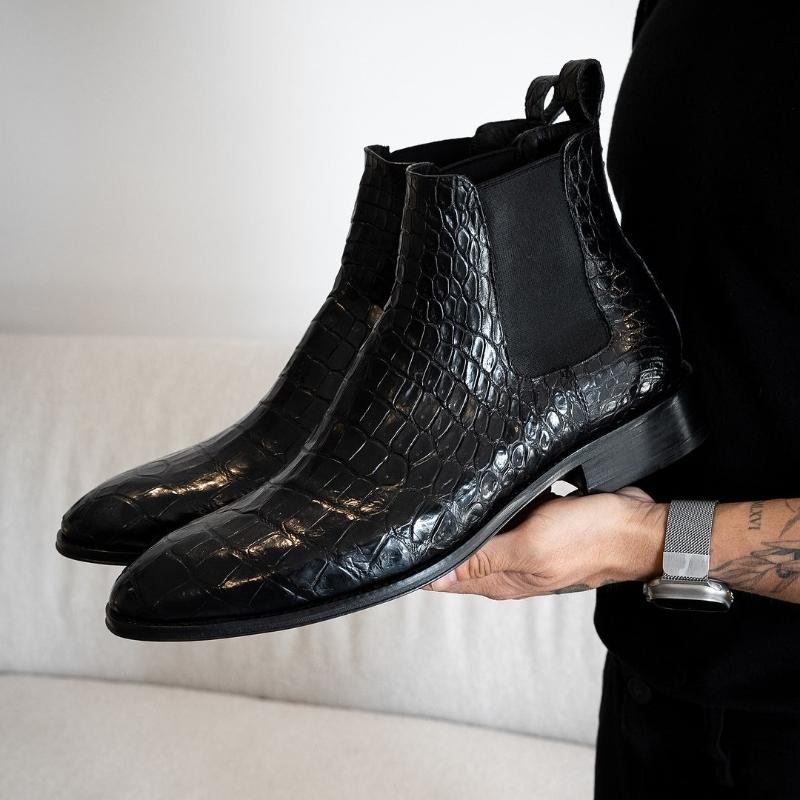 Black Crocodile Chelsea Boot