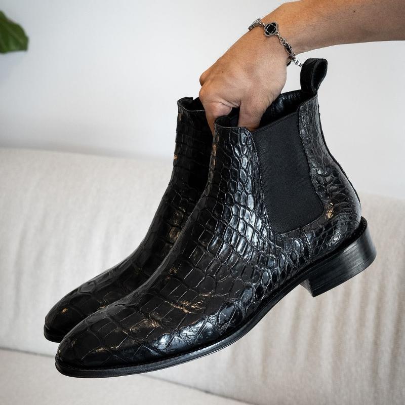 Black Crocodile Chelsea Boot