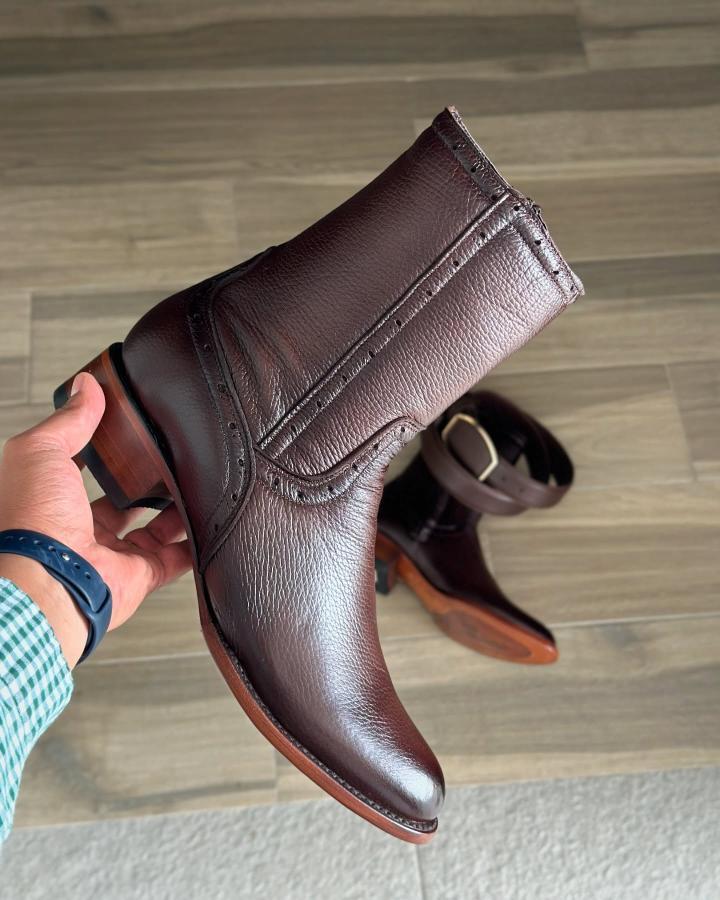 Exclusive Deerskin Oval Cowboy Boots