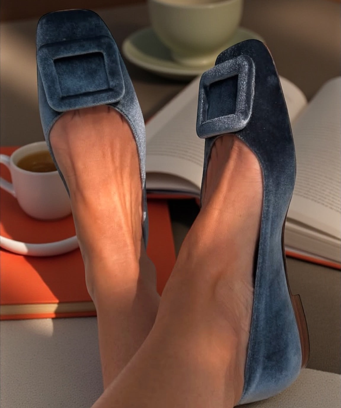 Velvet Rectangular Ballet Flats